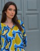 Avant Garde Blue/Yellow Midi Φόρεμα