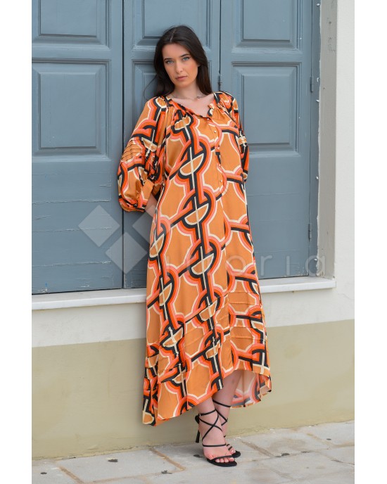Avant Garde Pink/Peach Midi Φόρεμα