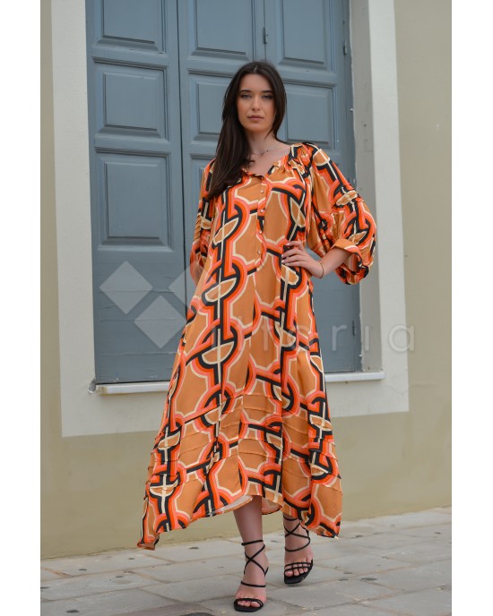 Avant Garde Pink/Peach Midi Φόρεμα