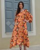 Avant Garde Pink/Peach Midi Φόρεμα