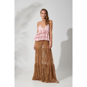 Avant Garde Lace Choco Maxi Φούστα