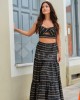 Avant Garde Embroidered Striped Black/Gold Crop Top & Maxi Φούστα