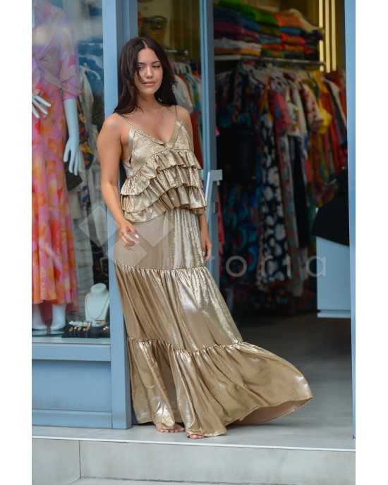 Avant Garde Foil Gold Set Cami Top & Maxi Φούστα