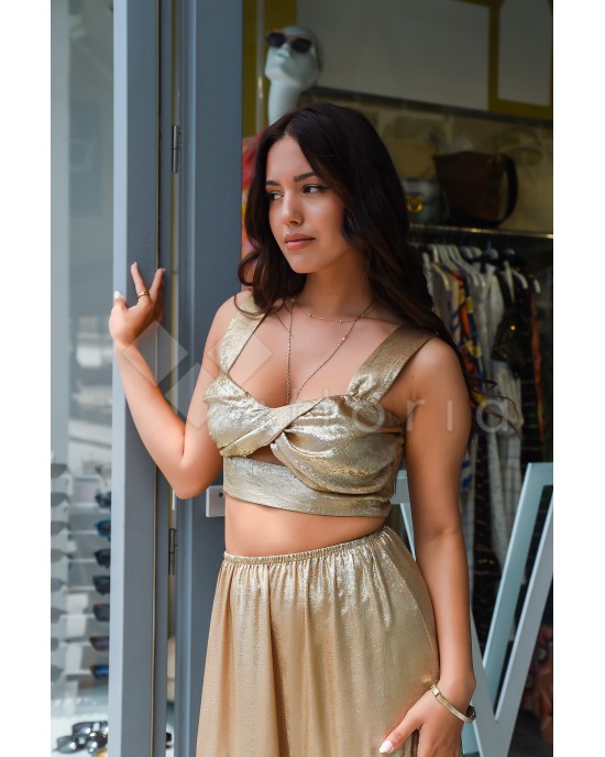 Avant Garde Foil Gold Crop Τοπ