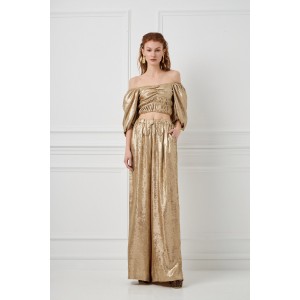 Avant Garde Foil Gold Set Crop Μπλούζα & Παντελόνι