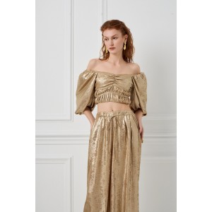 Avant Garde Foil Gold Set Crop Μπλούζα & Παντελόνι