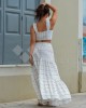 Avant Garde Embroidered Striped White/Gold Crop Top & Maxi Φούστα