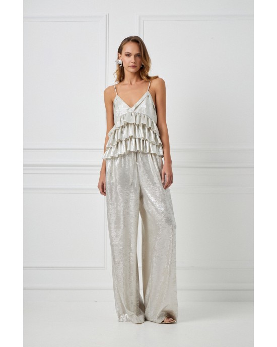 Avant Garde Foil Silver Set Cami Top & Παντελόνι