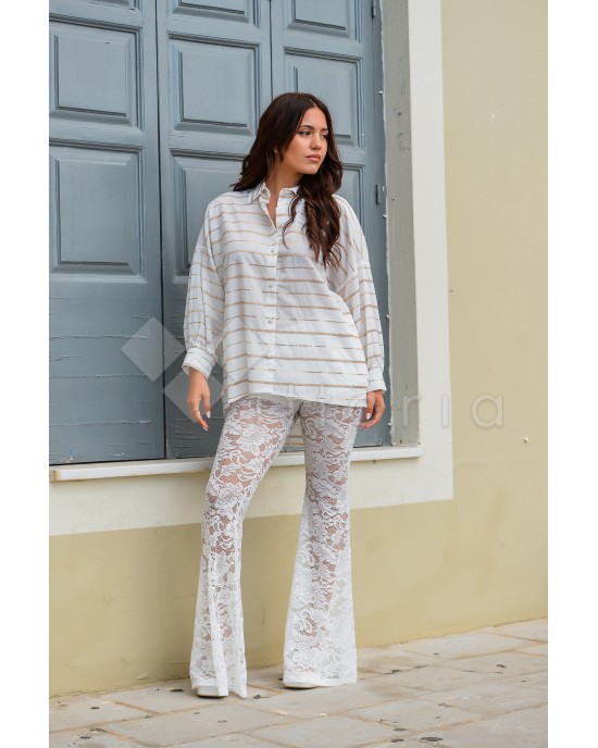 Avant Garde Lace Ecru Παντελόνι