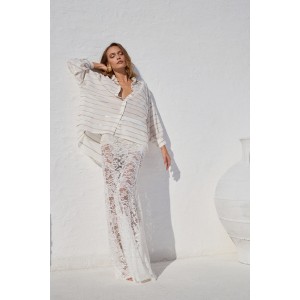 Avant Garde Striped Oversized White/Gold Πουκάμισο