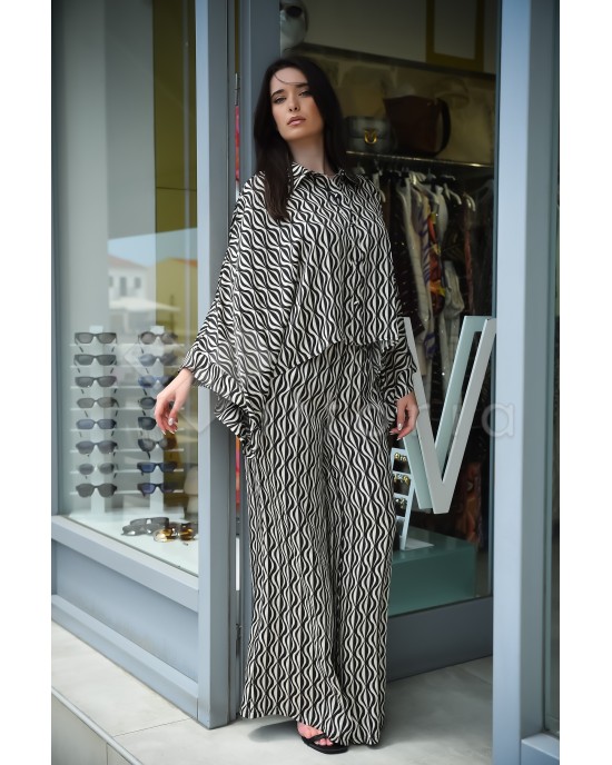 Avant Garde Black/Ecru Set Πουκάμισο & Παντελόνι