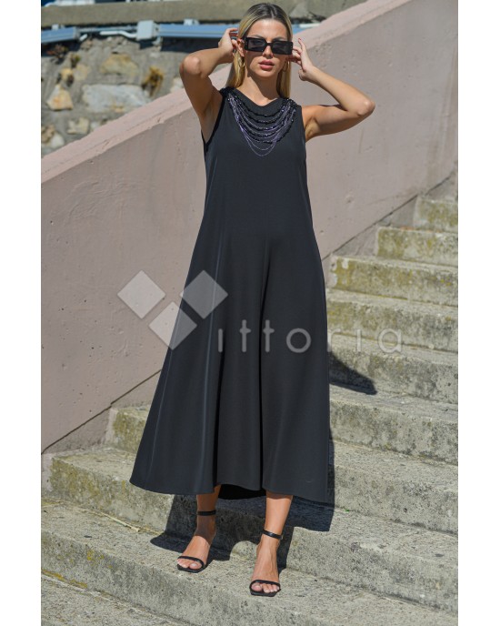 Avant Garde Φόρεμα Με Κολιέ Αλυσίδες Black