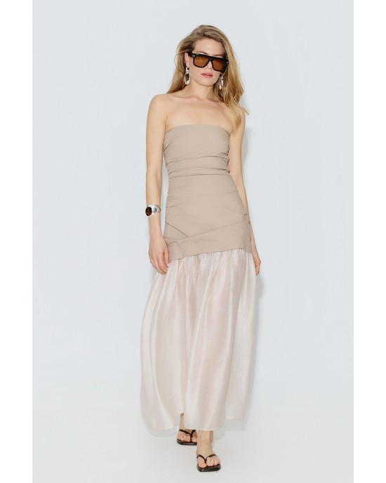 Avant Garde Strapless Maxi Taupe Φόρεμα