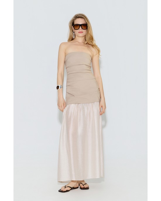 Avant Garde Strapless Maxi Taupe Φόρεμα