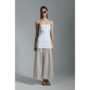 Avant Garde Strapless Maxi White Φόρεμα