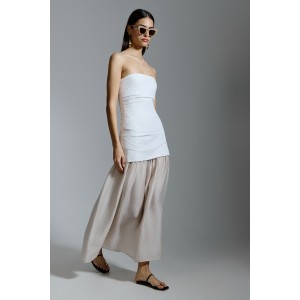 Avant Garde Strapless Maxi White Φόρεμα