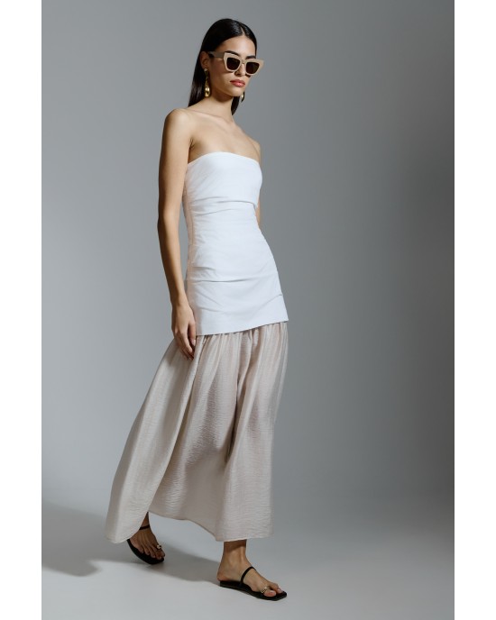Avant Garde Strapless Maxi White Φόρεμα