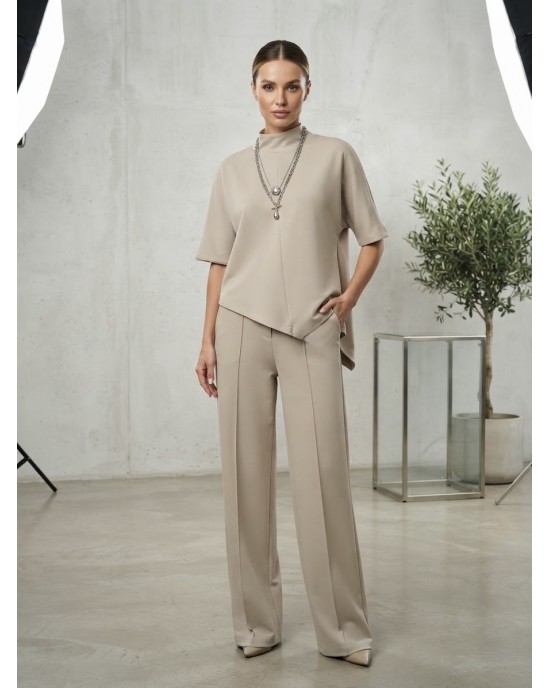Avant Garde Mock Neck Asymmetry Μπλούζα Vanilla