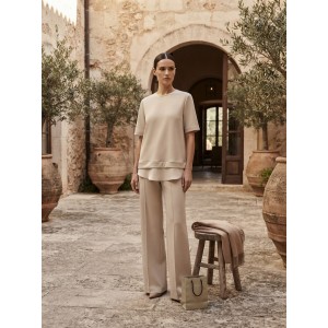 Avant Garde Tunic Top With Layering & Wide-Leg Παντελόνι Vanilla