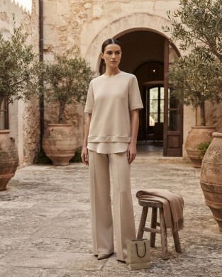 Avant Garde Tunic Top With Layering & Wide-Leg Παντελόνι Vanilla