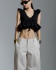 Avant Garde V-neck Peplum Crop Black Μπλούζα