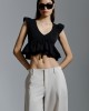 Avant Garde V-neck Peplum Crop Black Μπλούζα