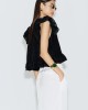 Avant Garde Plissé Ruffles Crop Black Μπλούζα