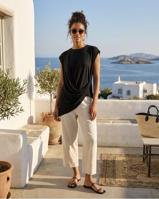 Avant Garde Drape Asymmetrical Black Μπλούζα