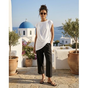Avant Garde Drape Asymmetrical Ecru Μπλούζα