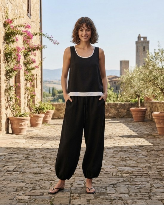 Avant Garde Double-layered Sleeveless Black Μπλούζα