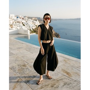 Avant Garde Balloon Cropped Black Μπλούζα