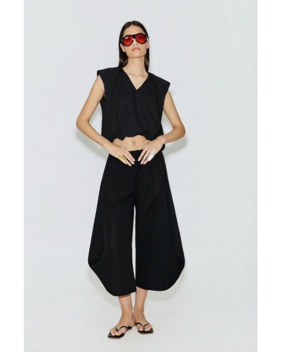 Avant Garde Balloon Cropped Black Μπλούζα