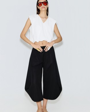 Avant Garde Balloon Cropped White Μπλούζα