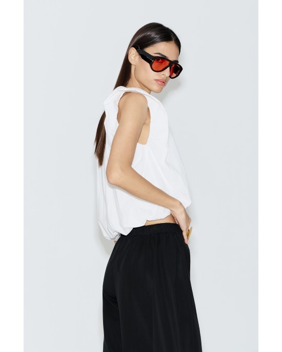 Avant Garde Balloon Cropped White Μπλούζα