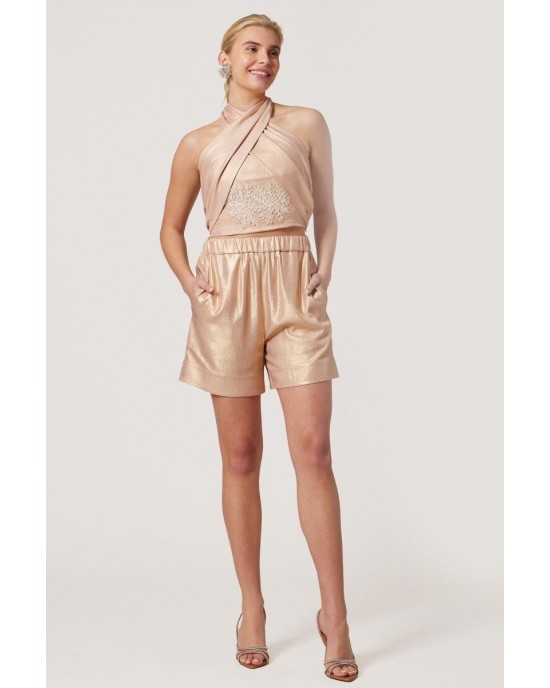 Avant Garde Rose Gold Cross Front Halter Τοπ