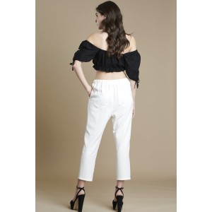 Avant Garde Linen Joggers Ecru Παντελόνι