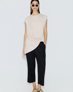 Avant Garde Pleated Loose-Fit Black Παντελόνι