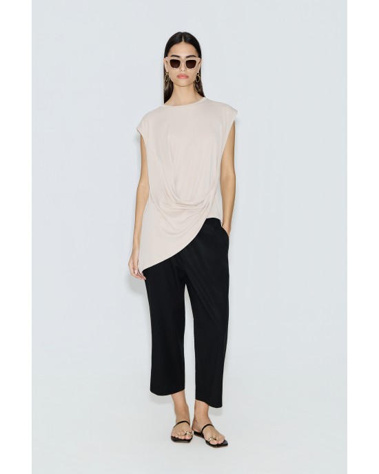 Avant Garde Pleated Loose-Fit Black Παντελόνι