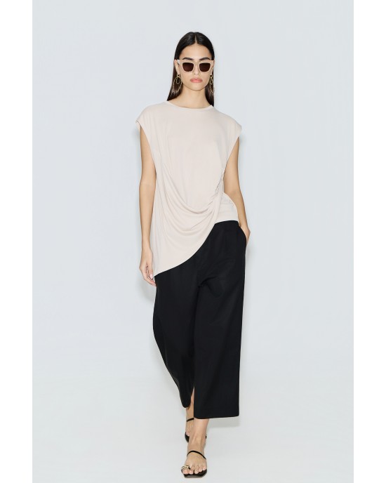 Avant Garde Pleated Loose-Fit Black Παντελόνι
