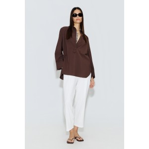 Avant Garde Pleated Loose-Fit Ecru Παντελόνι