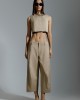 Avant Garde Balloon Wide-Leg Cropped Beige Παντελόνι