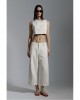 Avant Garde Balloon Wide-Leg Cropped Ecru Παντελόνι