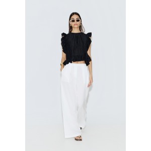 Avant Garde Wide-Leg Ecru Παντελόνι