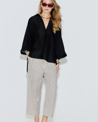 Avant Garde Striped Cropped Παντελόνι