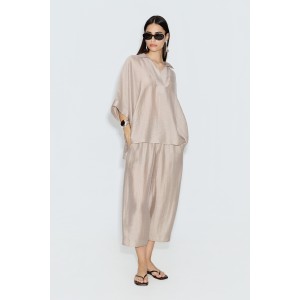 Avant Garde Satin Palazzo Beige Παντελόνι