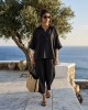 Avant Garde Satin Palazzo Black Παντελόνι