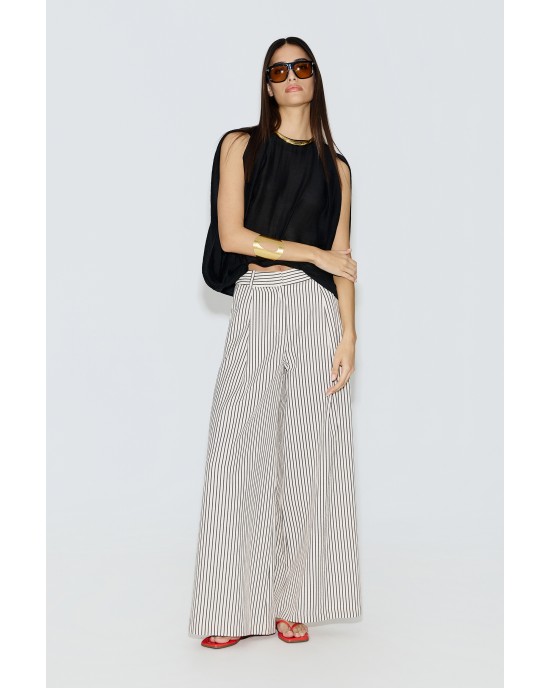 Avant Garde Stripped Wide Leg Παντελόνι