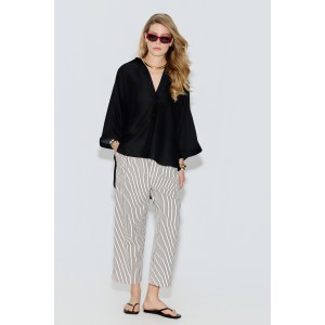 Avant Garde Satin Oversized Black Πουκάμισο