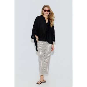 Avant Garde Satin Oversized Black Πουκάμισο