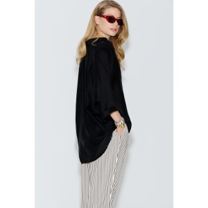 Avant Garde Satin Oversized Black Πουκάμισο